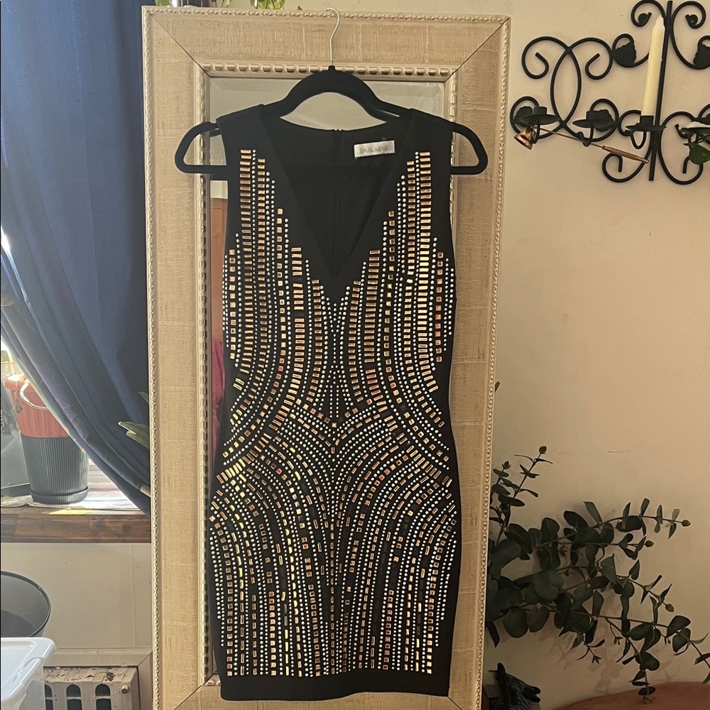 Chic Black and Gold Mini Dress